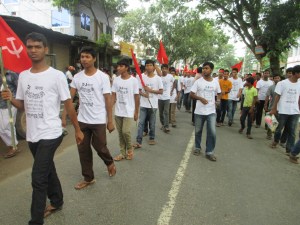 Student organization Bangladesh Chatro Moitree in the rally.