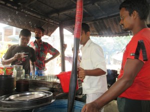 All the shops are closed in Phulbari today accept this tea stall that saves me from the heat and humid of Vadra by serving a hot raw tea. A banker (state owned) pays for my tea while informing me that he is not joining the rally but officially they are closed for the half day today. 