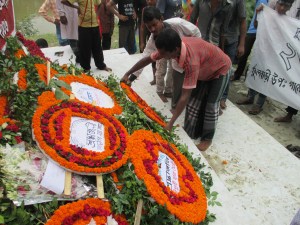 Phulbari upozila garments workers at the martyrs monument